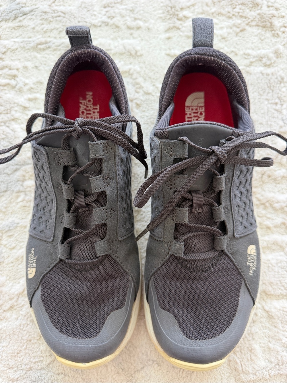 The North Face Men's Charcoal Gray Athletic Sneakers with Red Insole